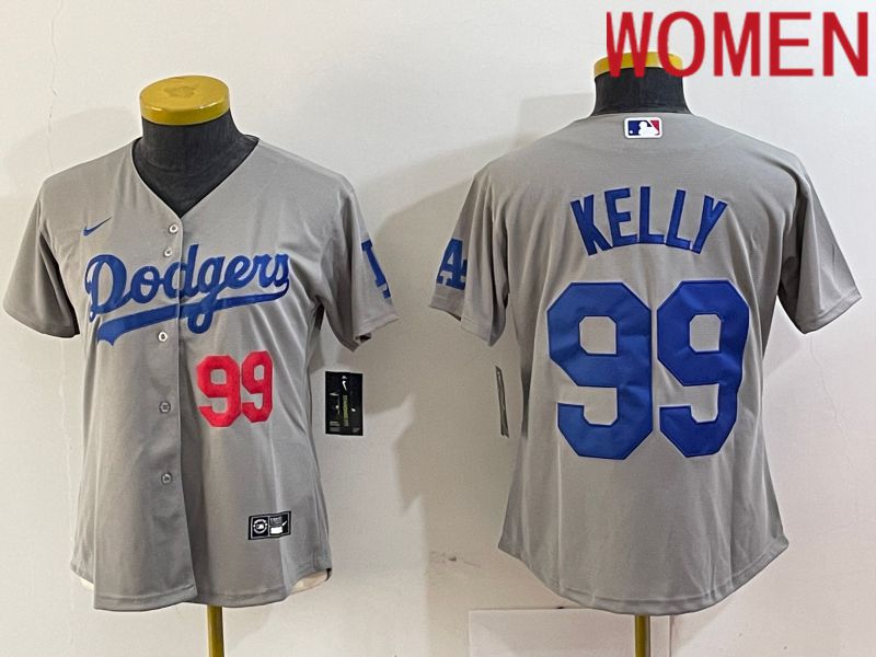 Women Los Angeles Dodgers 99 Kelly Grey 2024 Nike Game MLB Jersey style 3